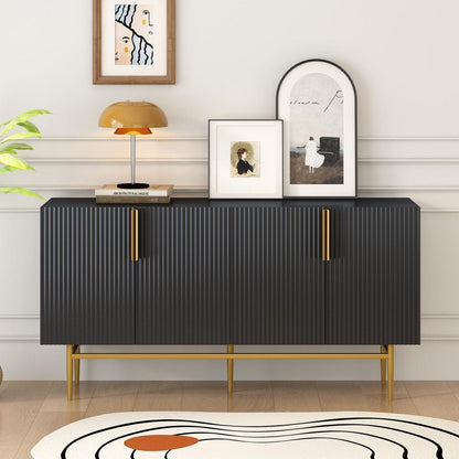 Modernes Sideboard mit 4 Türen & Schubladen – Schwarz