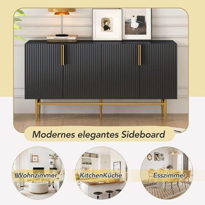 Modernes Sideboard mit 4 Türen & Schubladen – Schwarz