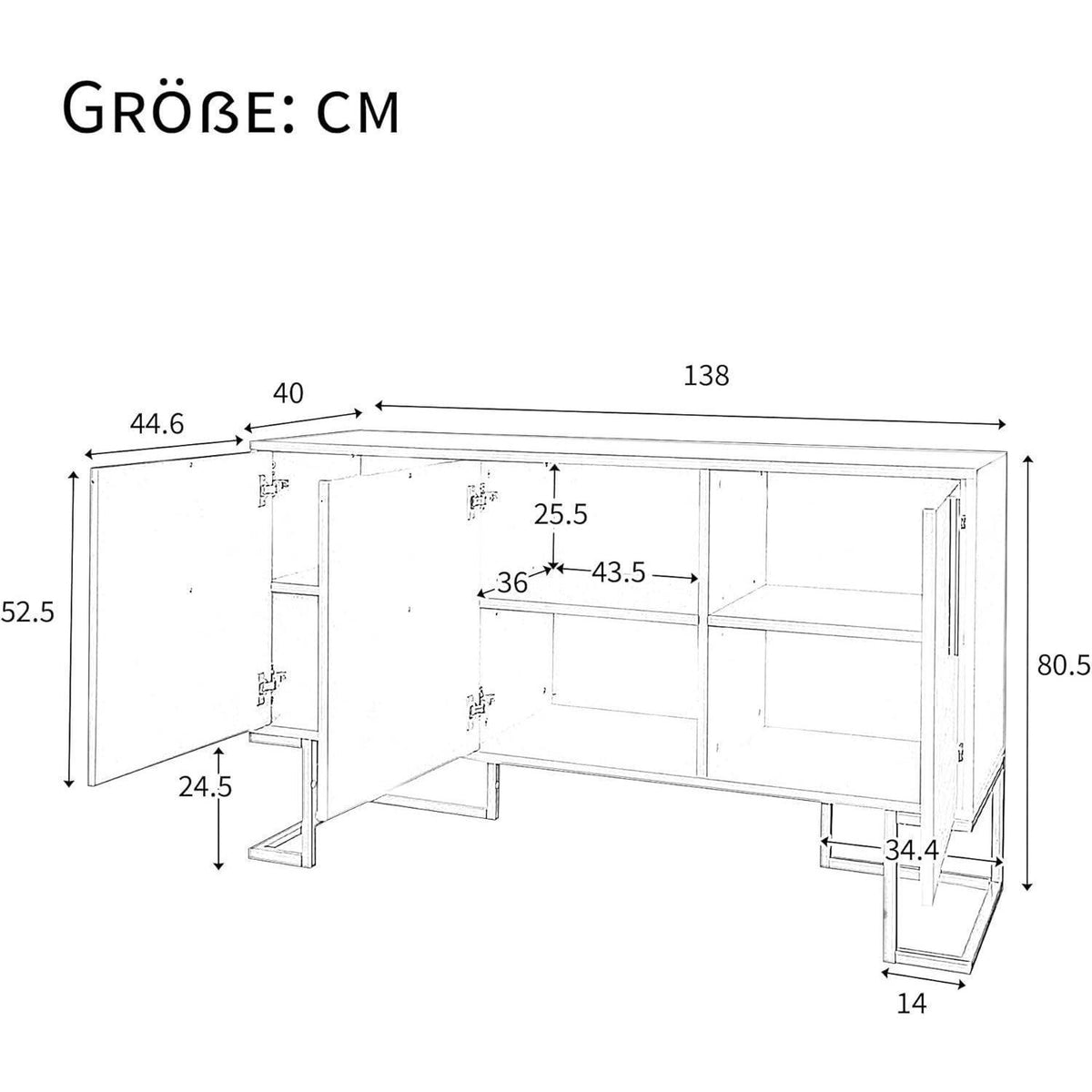 Kommode & Sideboard 6 Schubladen, 3 Türen, Marineblau