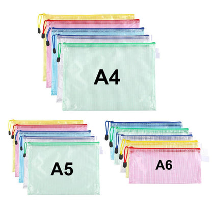 15x Dokumententasche Set A4/A5/A6 mit Reißverschluss & Mesh