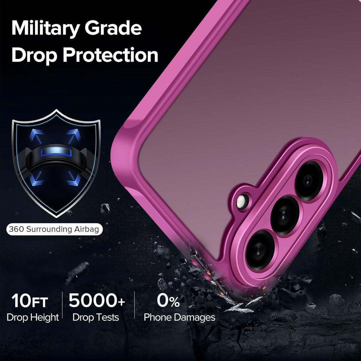 Samsung Galaxy A56 5G Hülle mit Panzerglas, matt durchscheinend, rosa