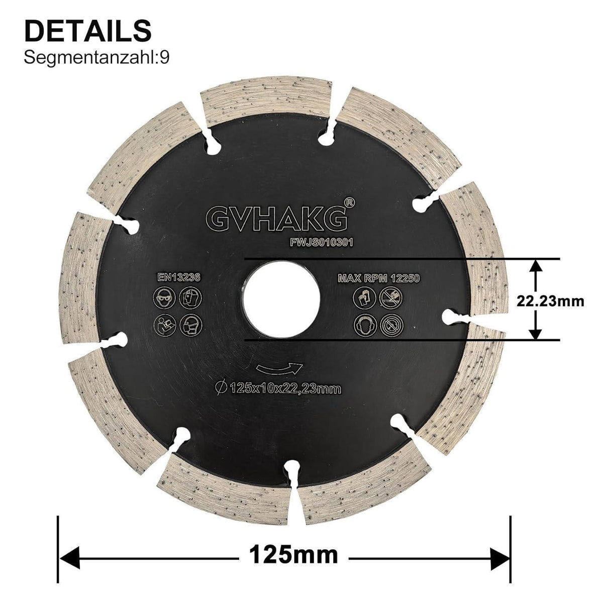 Diamant Frässcheibe 125mm für Beton, Mauerwerk & Ziegel