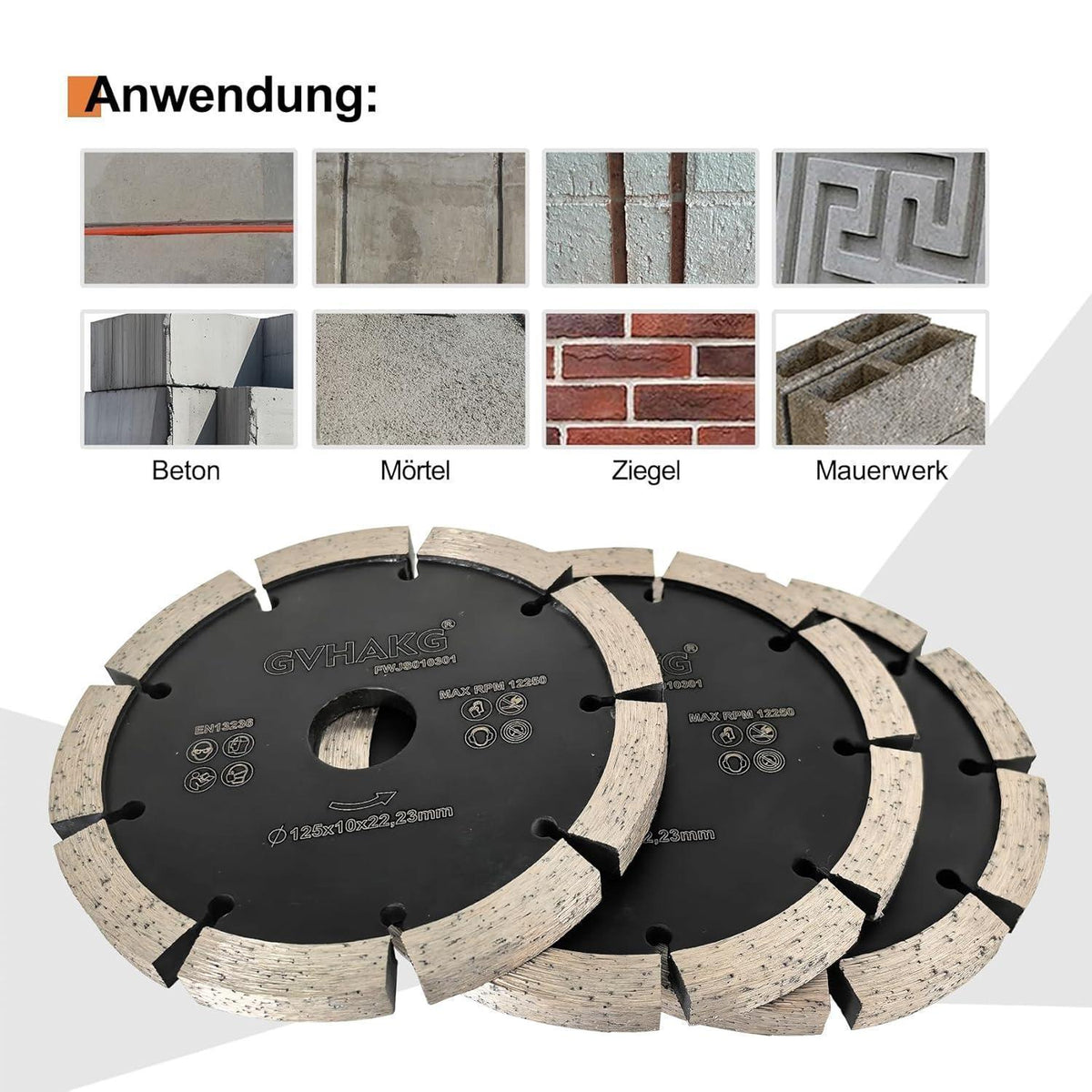 Diamant Frässcheibe 125mm für Beton, Mauerwerk & Ziegel