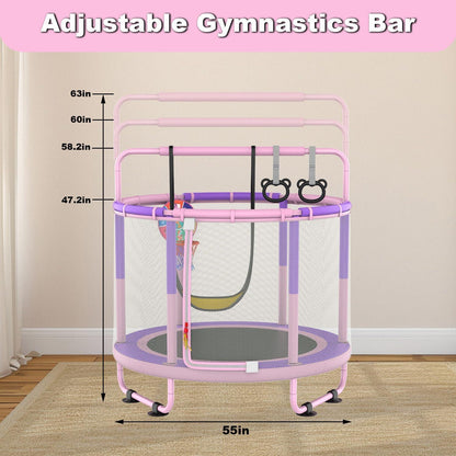 Kindertrampolin mit Basketball & Zubehör – Rosa-Violett