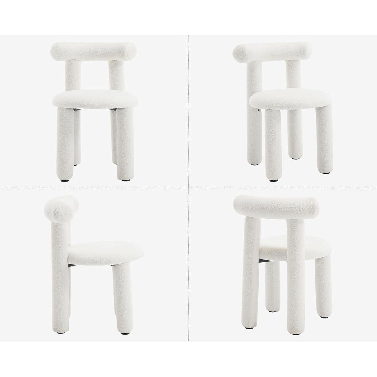Küchenstühle 2er Set Kunstfell Weiß – Moderne Esszimmerstühle