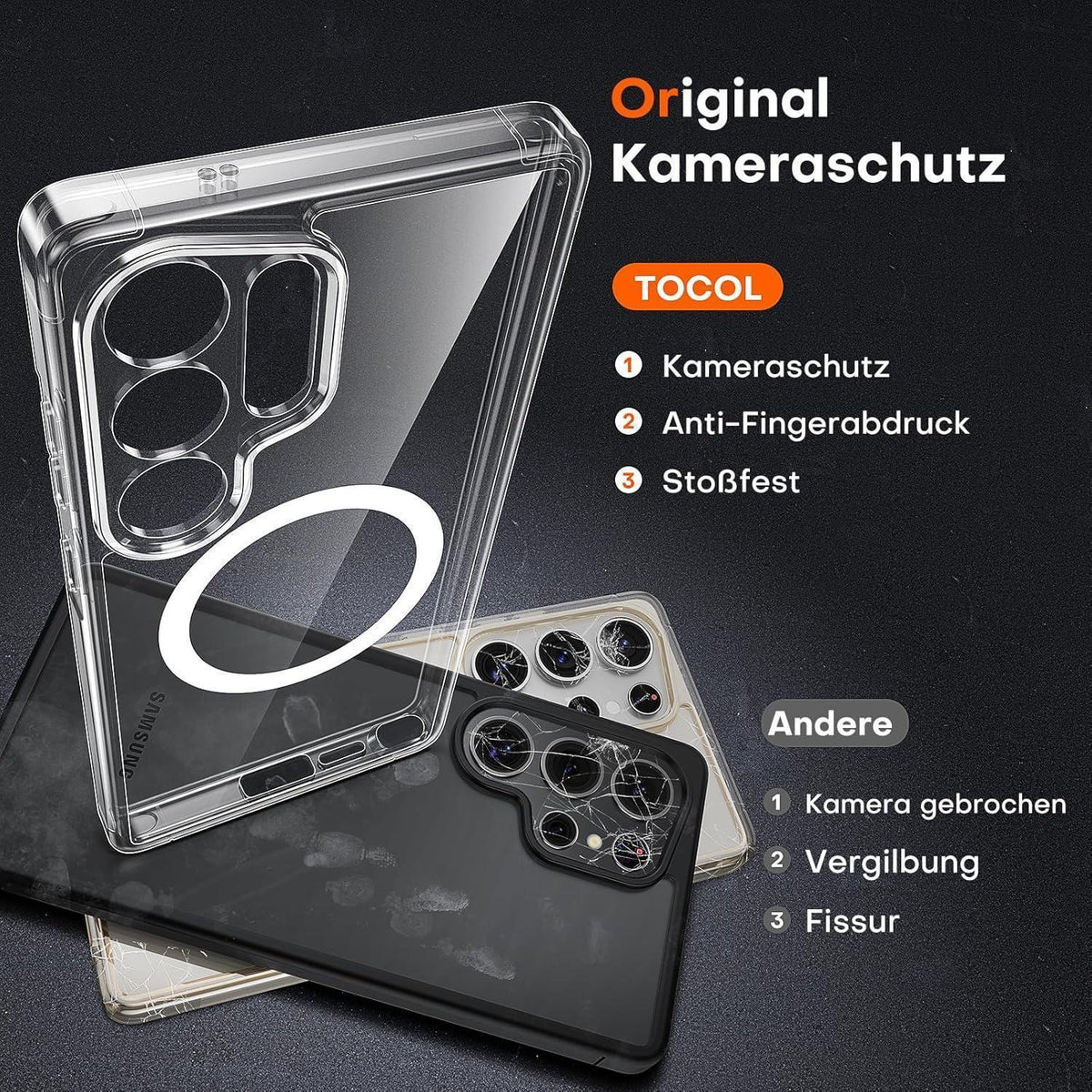 Galaxy S25 Ultra Hülle Magsafe Transparent Militärschutz