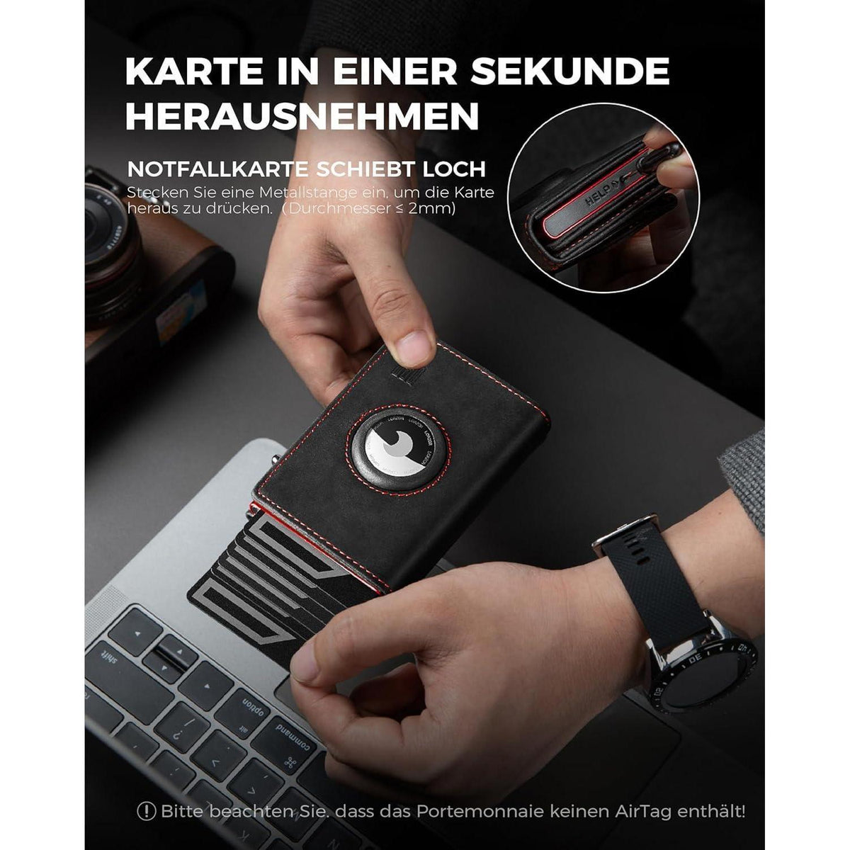 Geldbörse Herren mit AirTag Fach & XL Münzfach – RFID Schutz