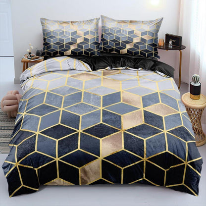 3D Bettwäsche Set 135x200cm - Weißes Geometrie Muster