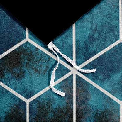 3D Bettwäsche Set 135x200cm – Schwarz Blau Geometrie
