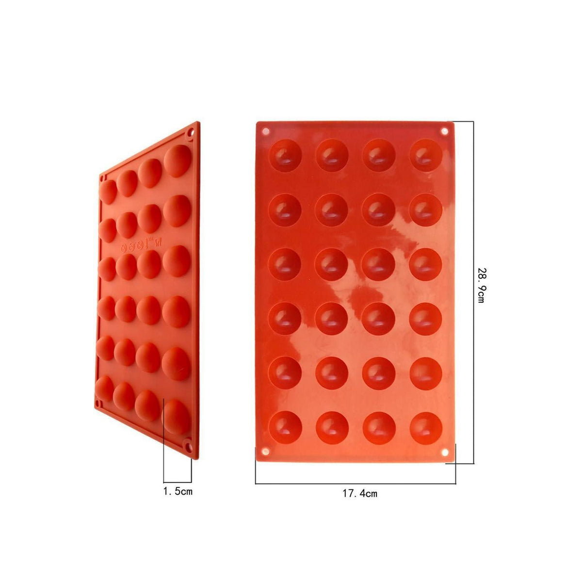 Silikonform 24 Mulden Halbrund für Schokolade & Kuchen