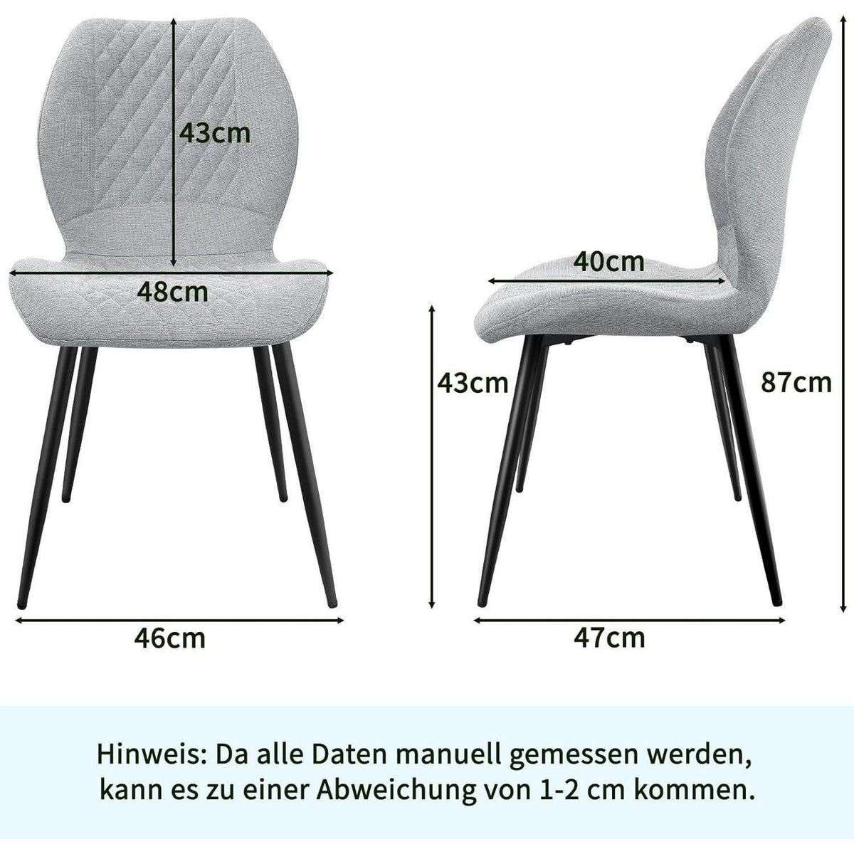 Gepolsterte Esszimmerstühle 2er Set Grau – Modern & Ergonomisch