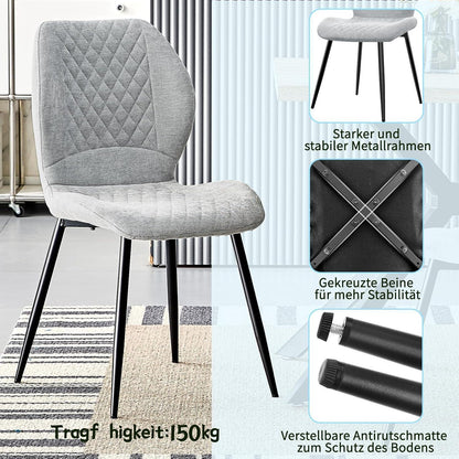 Gepolsterte Esszimmerstühle 2er Set Grau – Modern & Ergonomisch