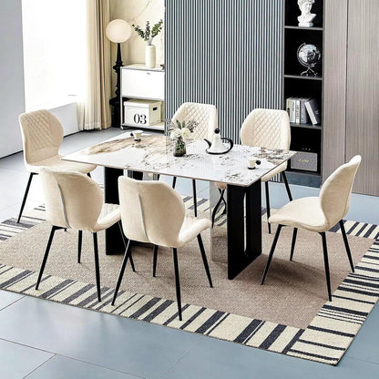 Gepolsterte Esszimmerstühle 4er Set – Beige Leinen & Metall