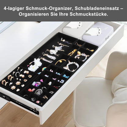 Schmuckaufbewahrung Schubladeneinsatz 4er Set Schwarz