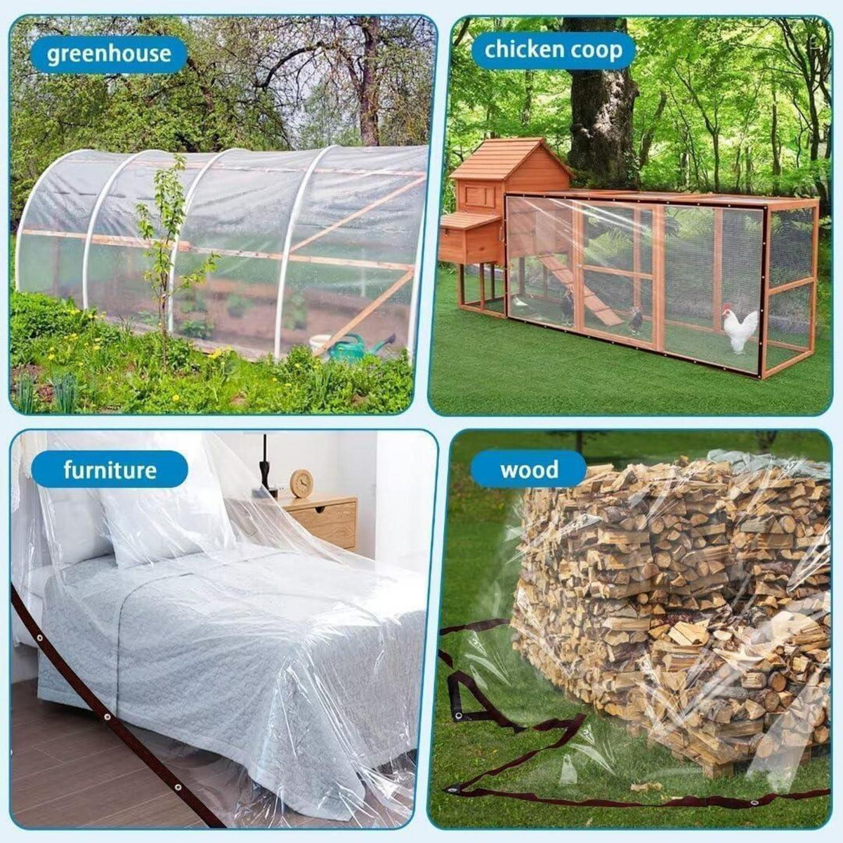 Transparente Abdeckplane 2.5x6m mit Ösen – Wasserdicht & Wetterfest