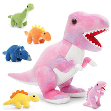 XXL Dino Kuscheltier Set mit 5 Babys im Bauch – Rosa Plüschtier