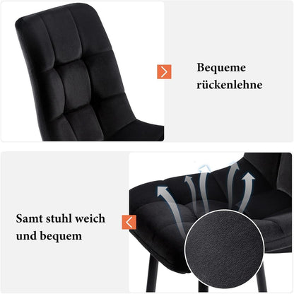 Esstisch Set Schwarz mit 4 Stühlen – Modernes Esszimmer