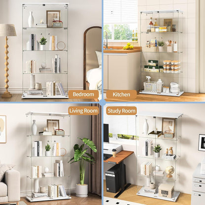 Glasvitrine mit 2 Türen & 4 Einlegeböden – Weiß