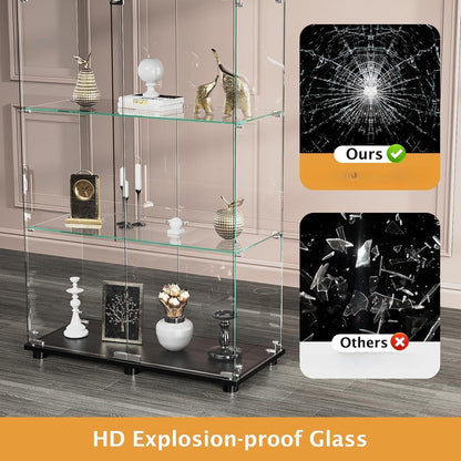 Glasvitrine mit 2 Türen & 4 Einlegeböden – 164 cm hoch
