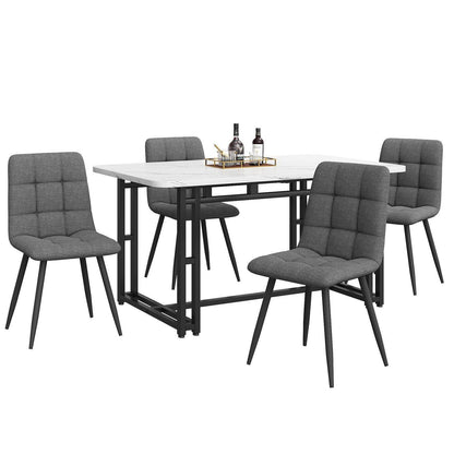 Moderner Esstisch Set mit 4 Stühlen – Grau & Schwarz, 140x80cm