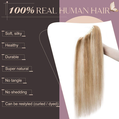 Remy Echthaar Pferdeschwanzverlängerung #12/613 Goldbraun Blond