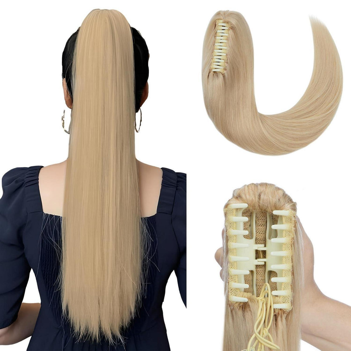 Remy Echthaar Zopf Extension Blond 50cm – Schnell & Einfach