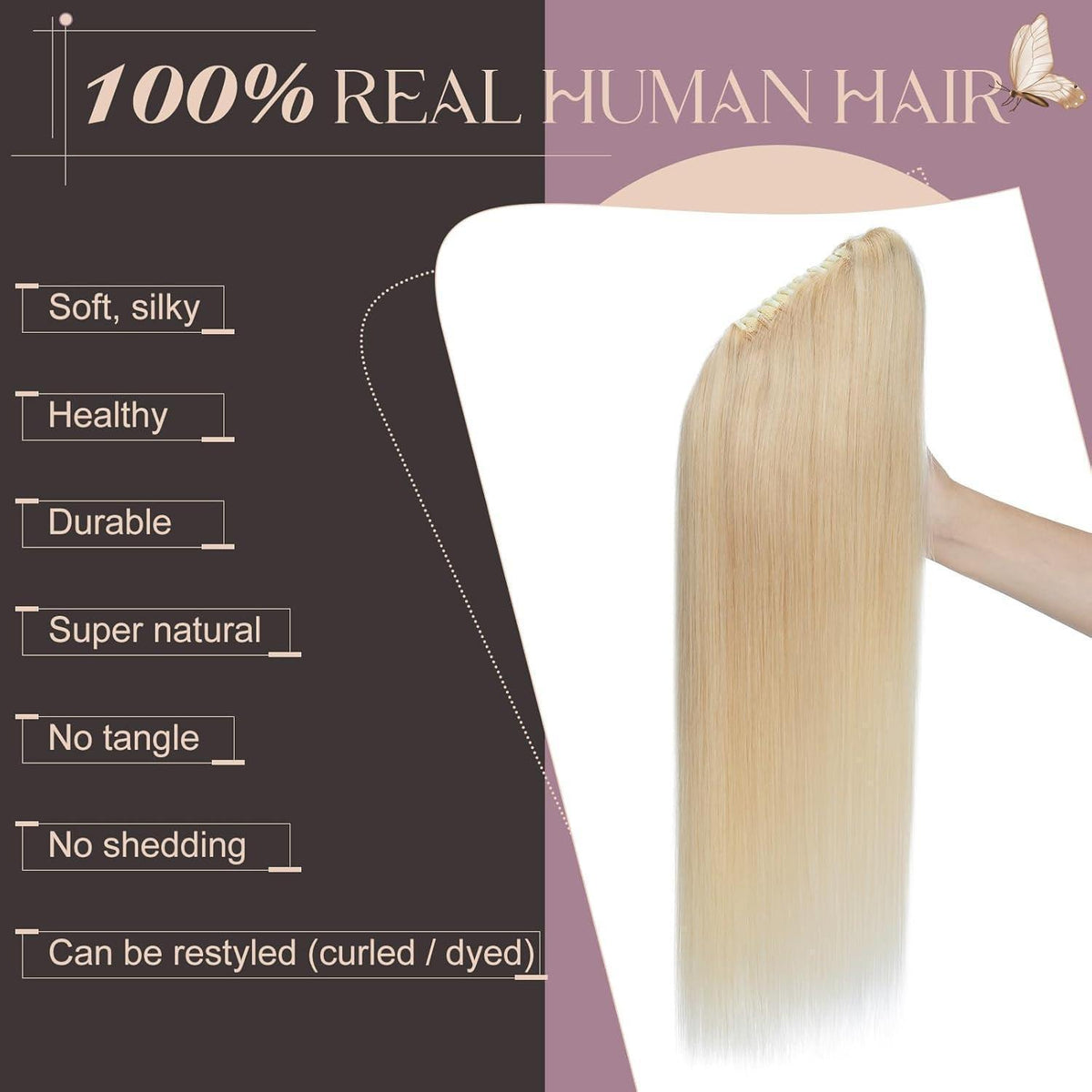 Remy Echthaar Zopf Extension Blond 50cm – Schnell & Einfach