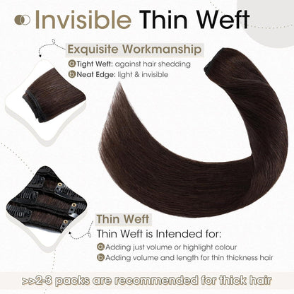 Echthaar Clip-Ins Dunkelbraun (8-teilig) - 20cm