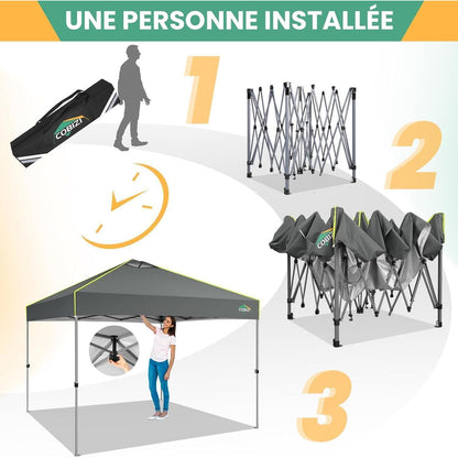 3x3m Faltpavillon wasserdicht mit Seitenwänden & UV-Schutz