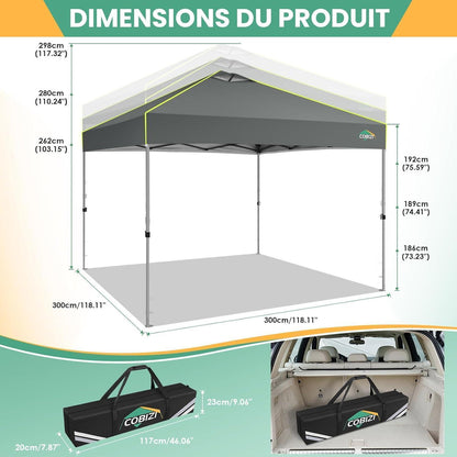 3x3m Faltpavillon wasserdicht mit Seitenwänden & UV-Schutz