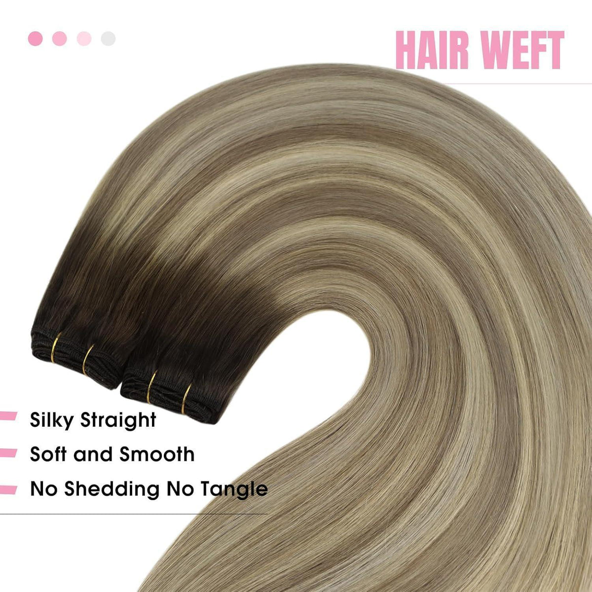 Echthaar Tressen Balayage Braun Blond 60cm Weft Extensions