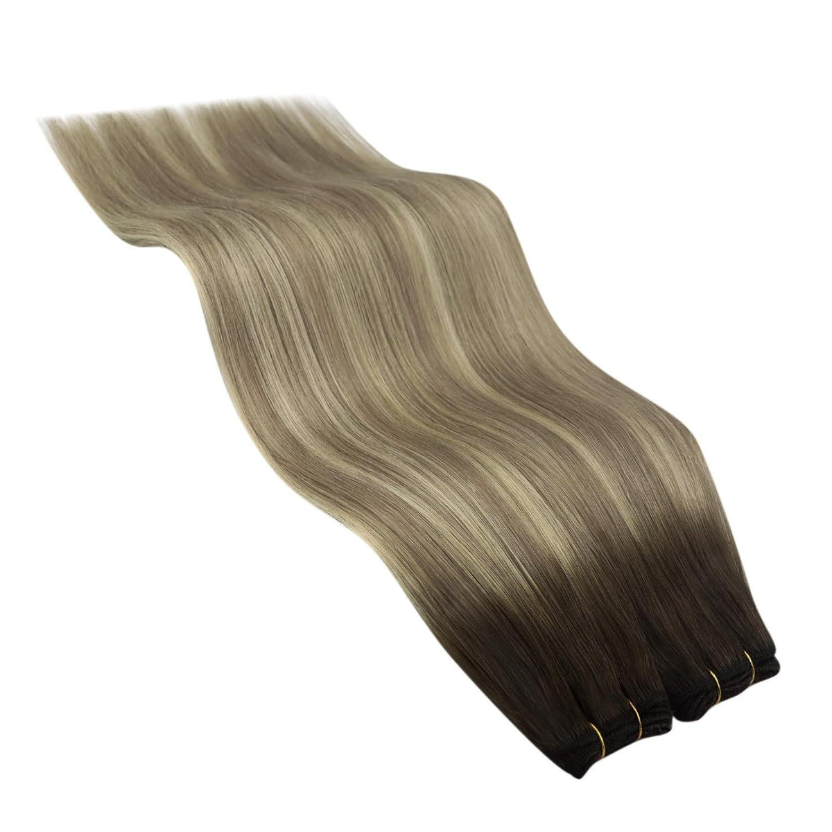 Echthaar Tressen Balayage Braun Blond 60cm Weft Extensions