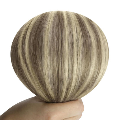 Echthaar Tressen Hellbraun 60cm – Remy Weft Haarverlängerung
