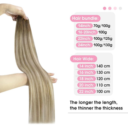 Echthaar Tressen Ombre Hellbraun Blond 60 cm