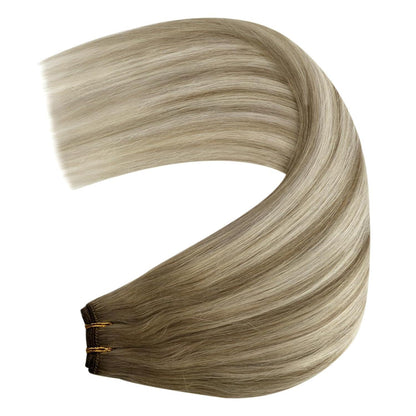 Echthaar Tressen Ombre Hellbraun Blond 60 cm