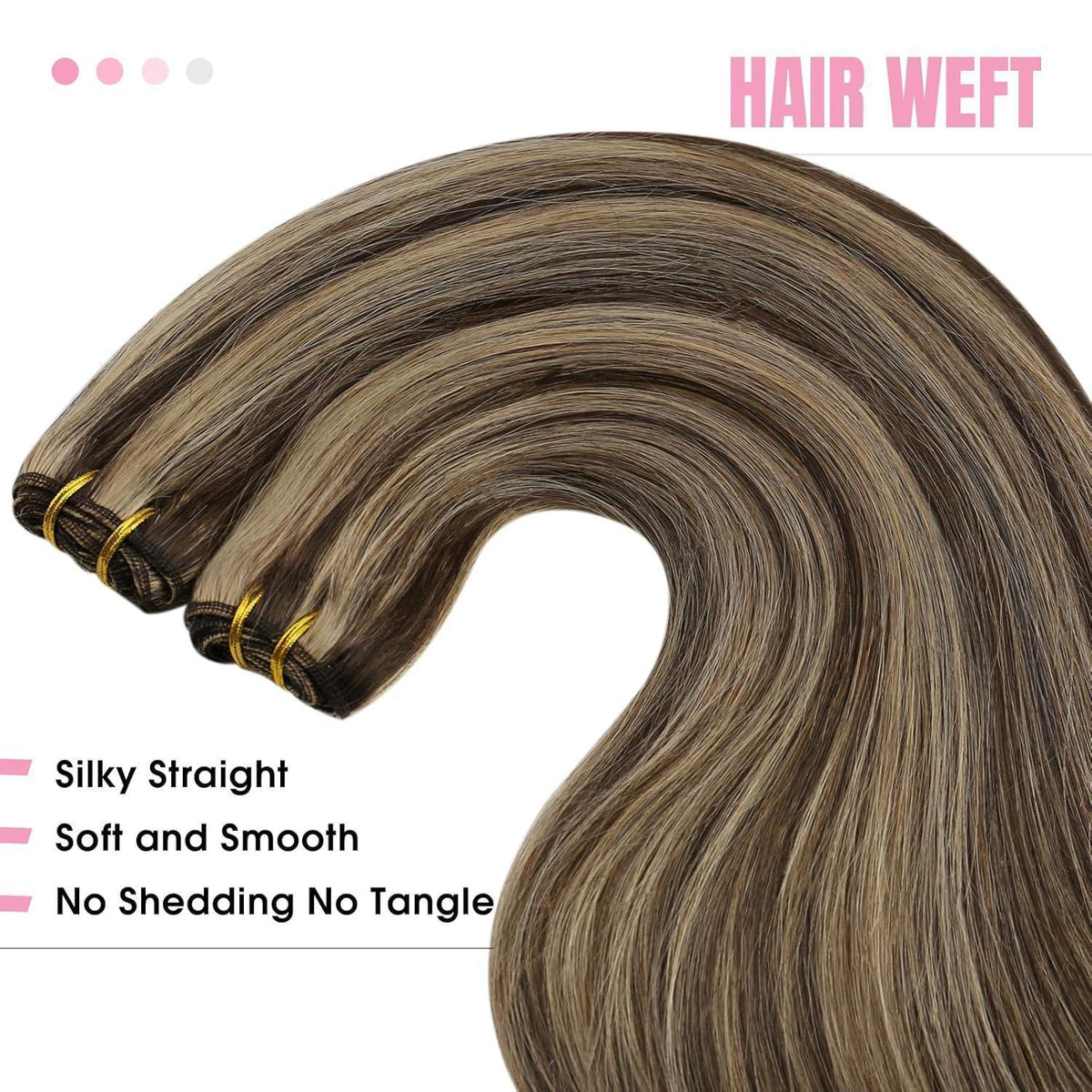 Echthaar Tressen Braun Blond 60cm – Doppelt Tressen für Damen