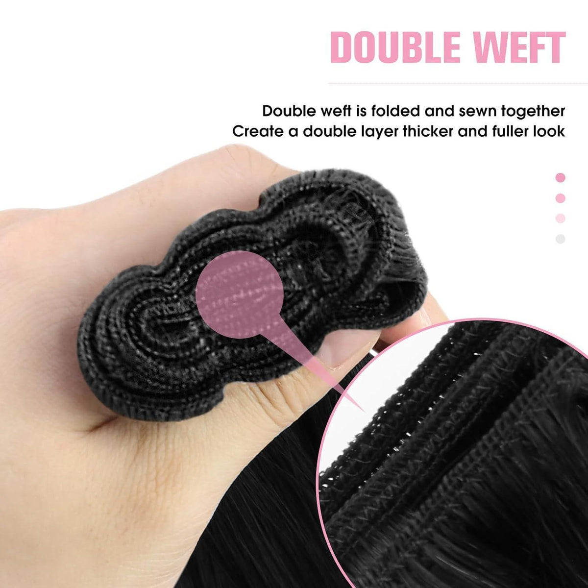 Echthaar Tressen Schwarz 60cm - Remy Weft Extensions für Volumen & Länge