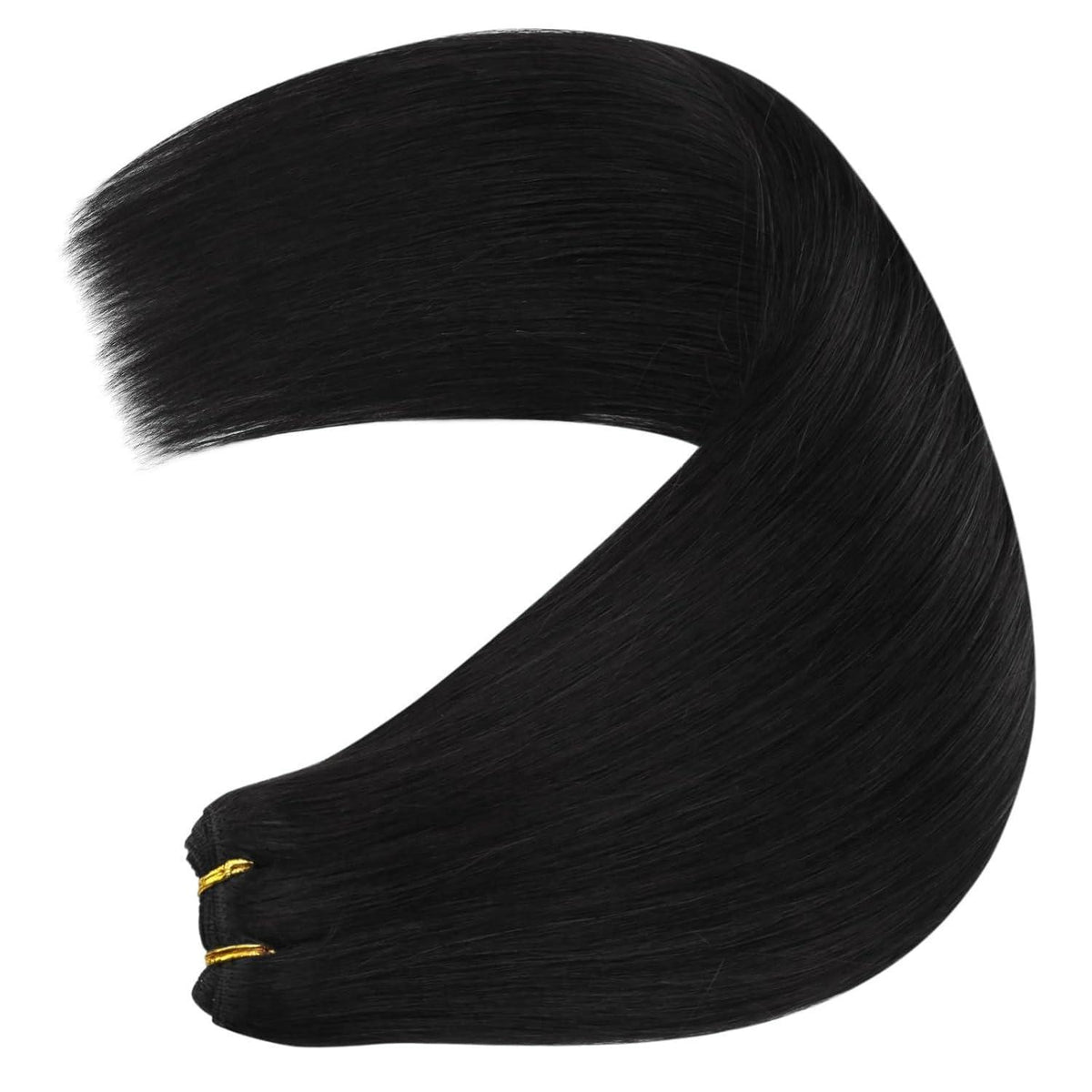 Echthaar Tressen Schwarz 60cm - Remy Weft Extensions für Volumen & Länge