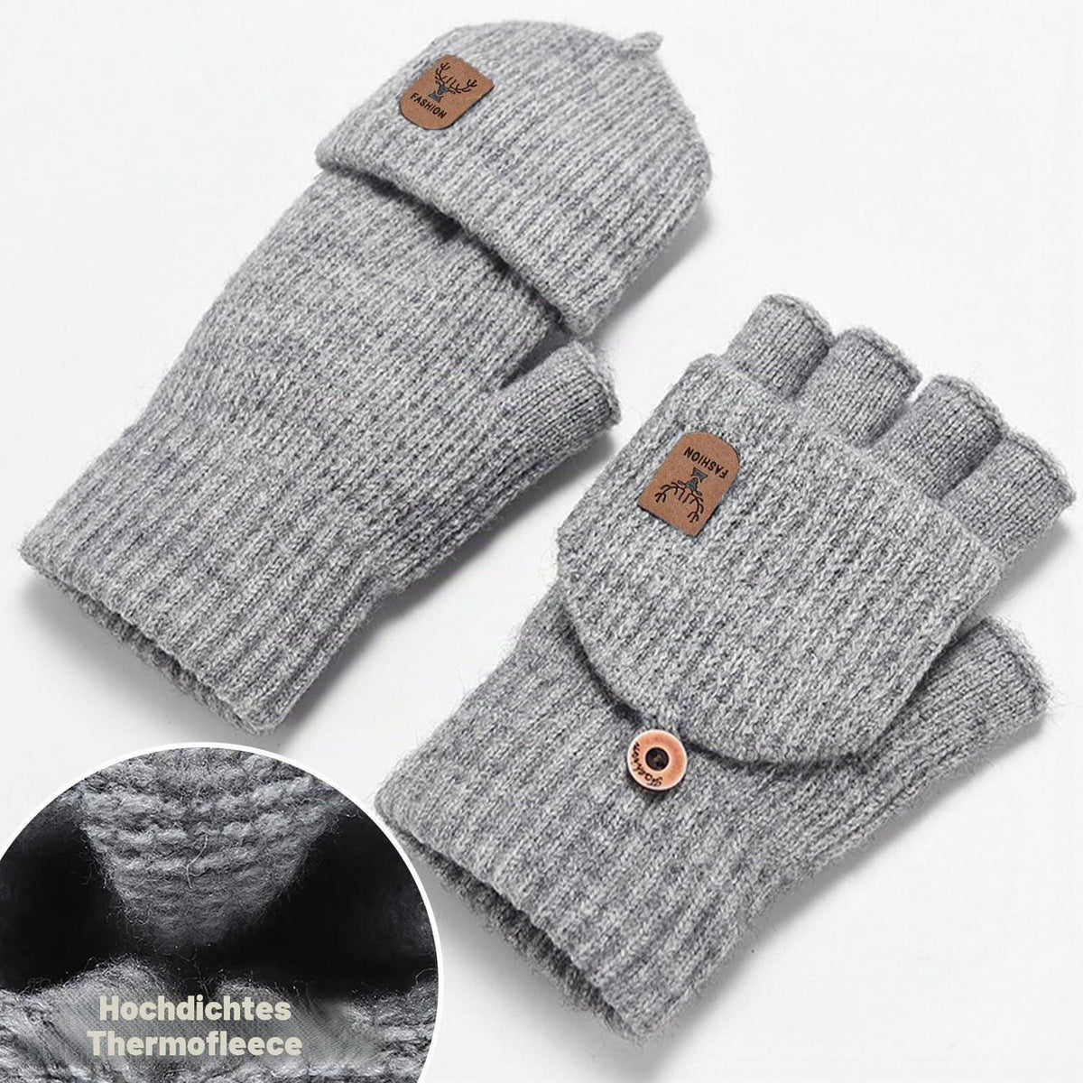 Fingerlose Handschuhe mit Kappe Damen Herren Schwarz