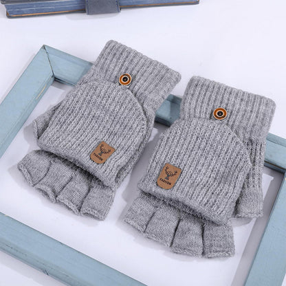 Fingerlose Handschuhe mit Kappe Damen Herren Schwarz