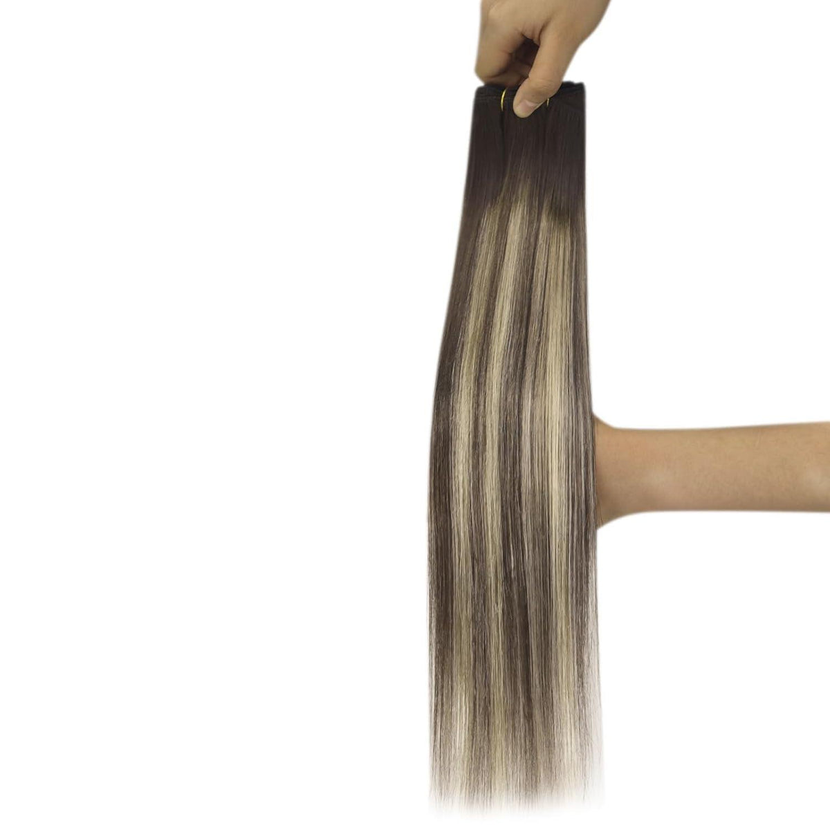 Echthaar Tressen Ombre Dunkelbraun-Goldblond 60cm