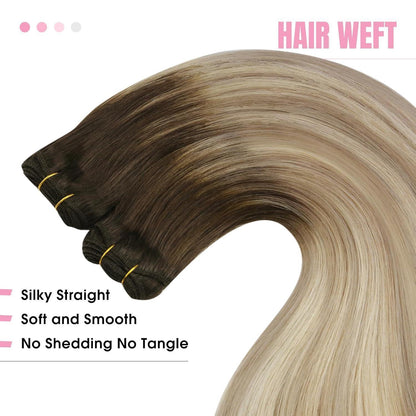 60 cm Echthaar Tressen Balayage Braun Blond Remy Weft
