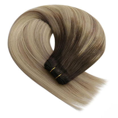 60 cm Echthaar Tressen Balayage Braun Blond Remy Weft