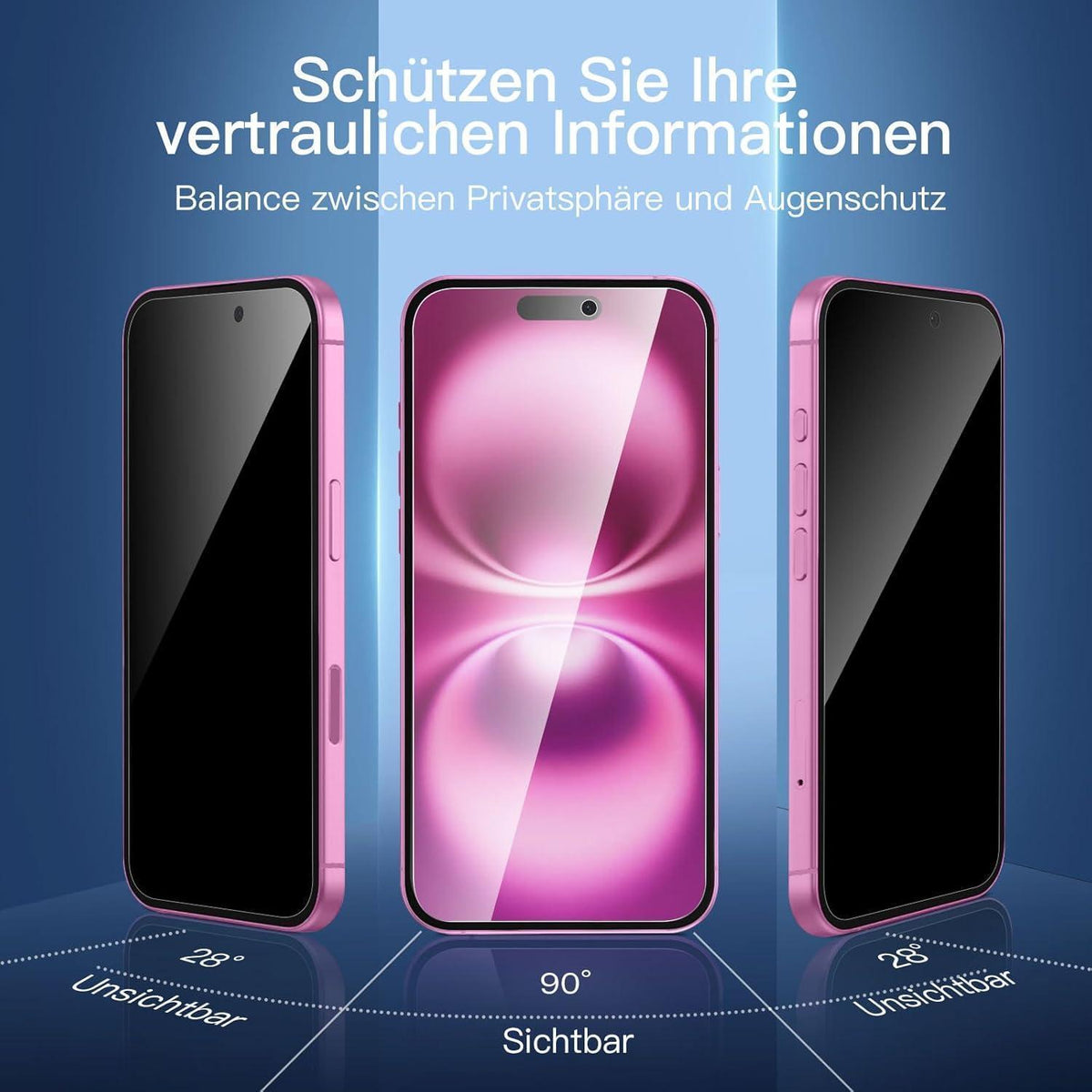 Sichtschutzfolie iPhone 16 Plus (6,7 Zoll) mit Kamera Schutz