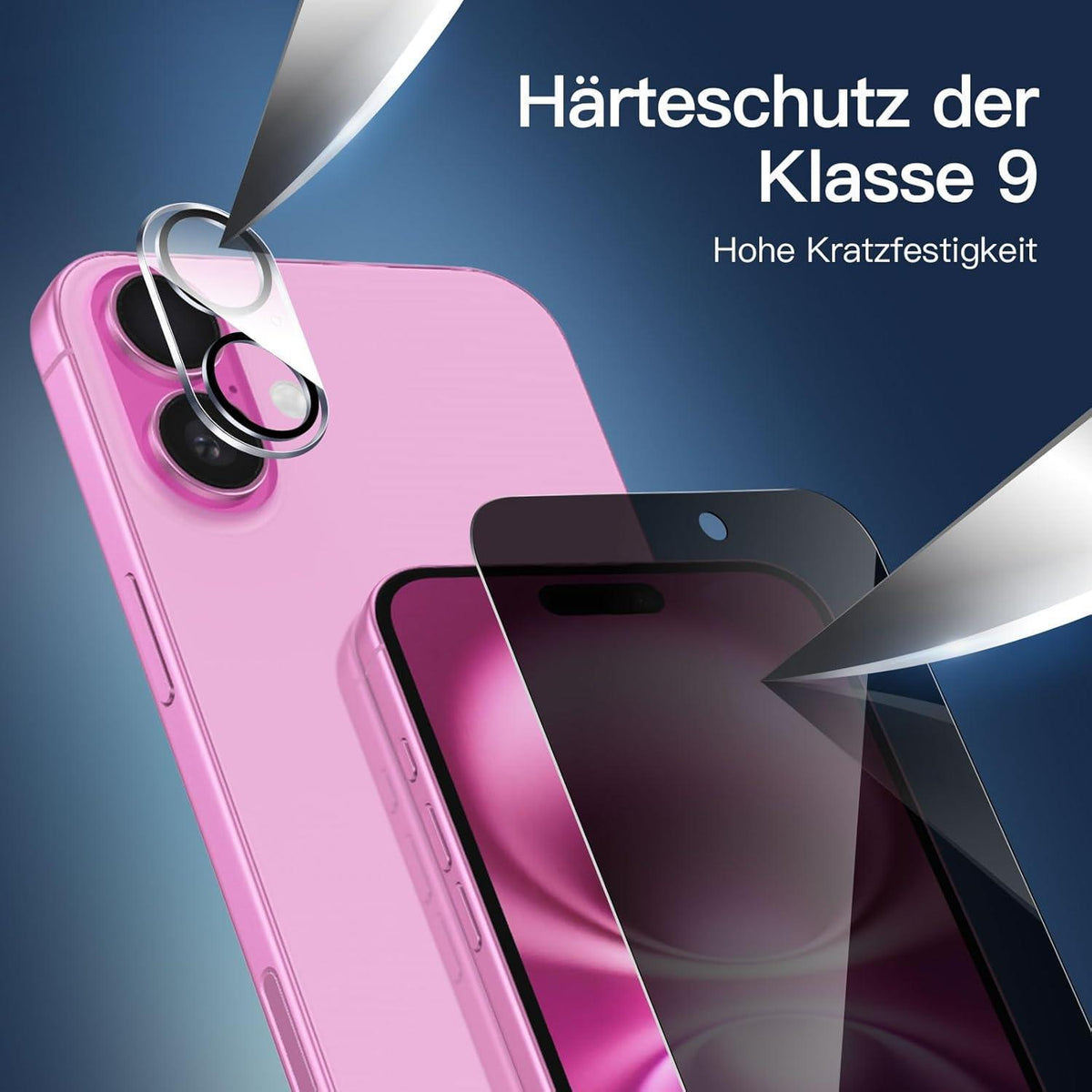 Sichtschutzfolie iPhone 16 Plus (6,7 Zoll) mit Kamera Schutz