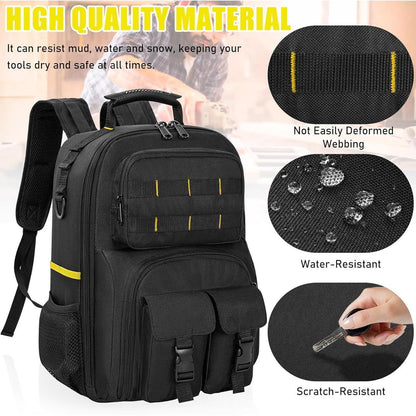 Werkzeugrucksack mit Organizer, wasserdicht, gepolstert, Schwarz Gelb