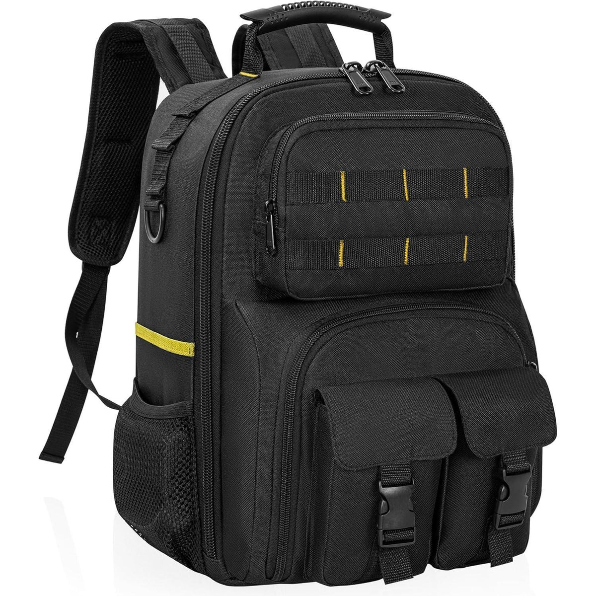Werkzeugrucksack mit Organizer, wasserdicht, gepolstert, Schwarz Gelb