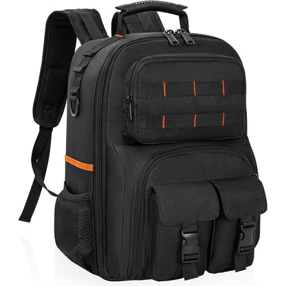 Werkzeugrucksack mit Organizer, wasserdicht, gepolstert, Schwarz Orange