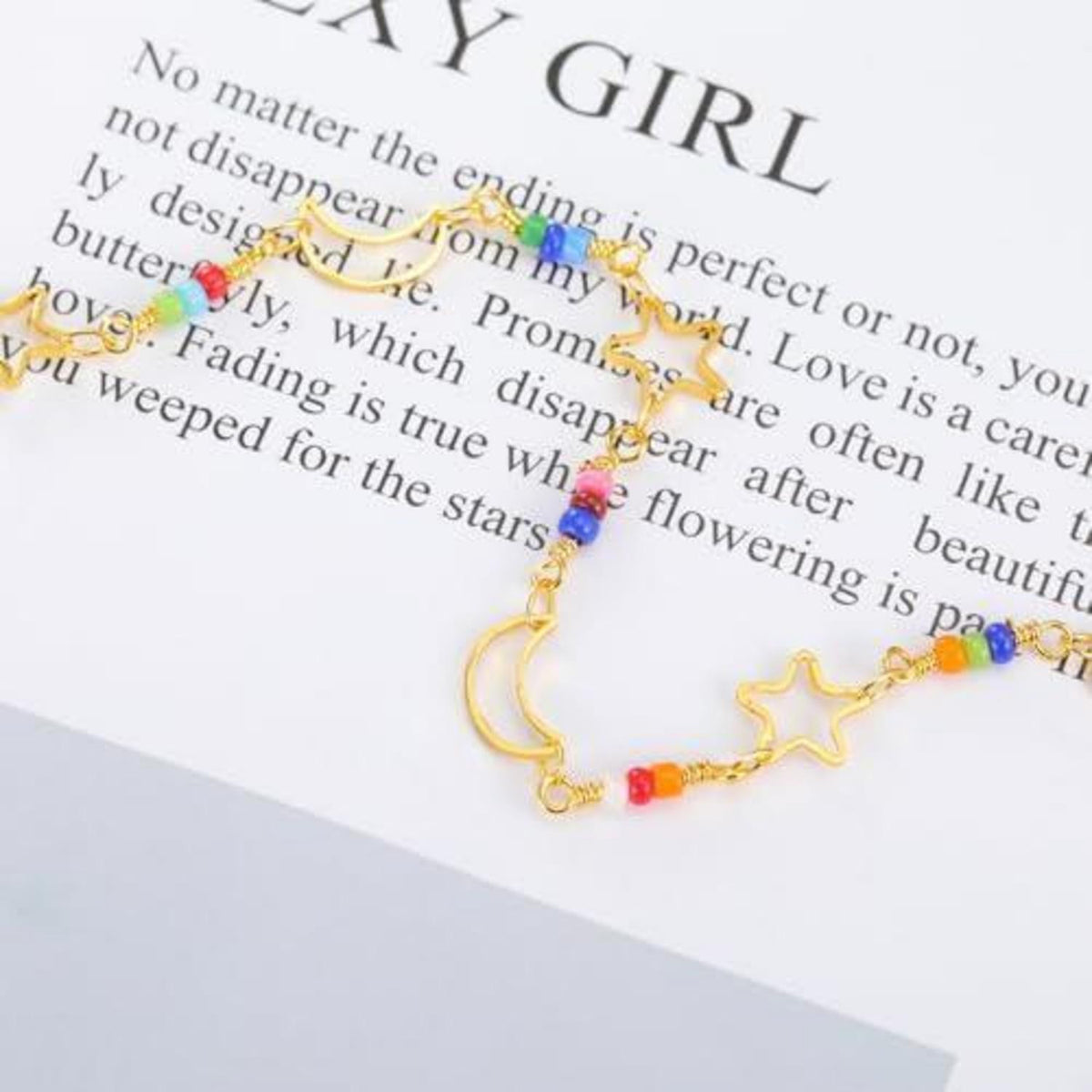 Brillenkette Damen Perlen Multicolor Gold Sterne Mond | Geschenkidee