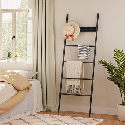 Handtuchleiter Schwarz – 5 Haken, 60x177cm – Bad & Flur